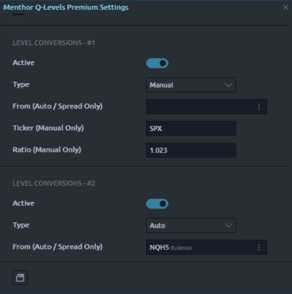 Quantower Integration - Levels Conversion Quantower