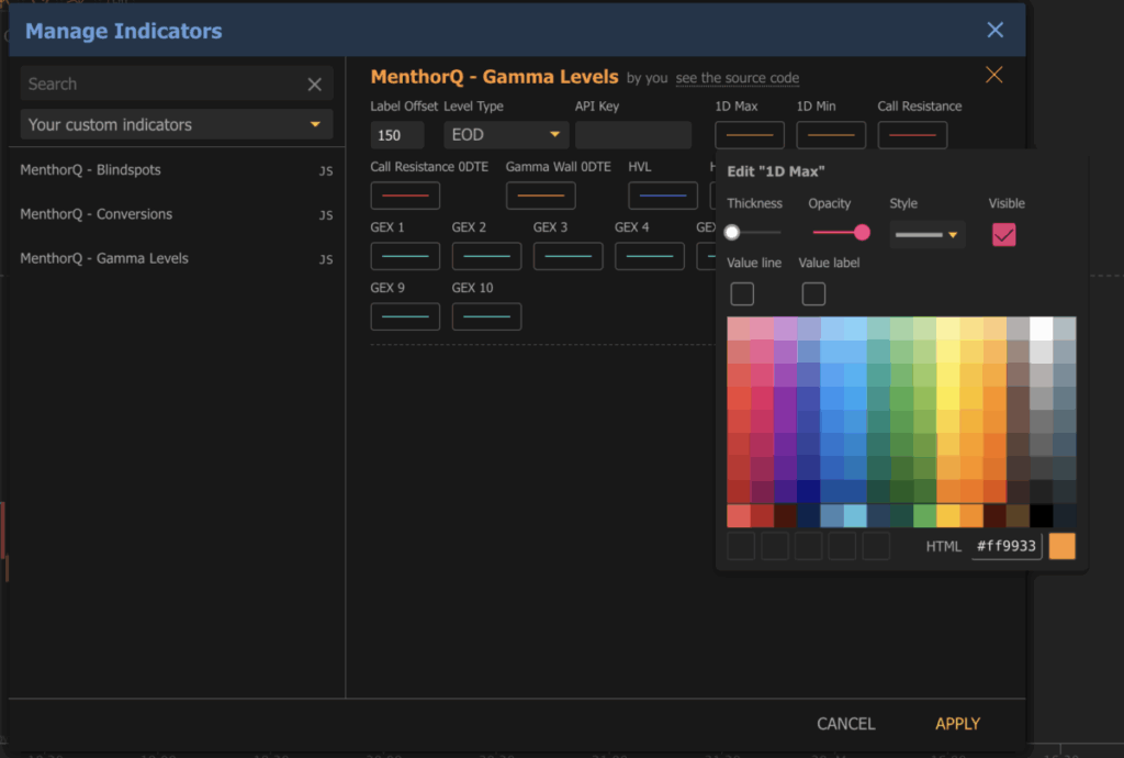 TrendSpider Integration - Indicator Settings