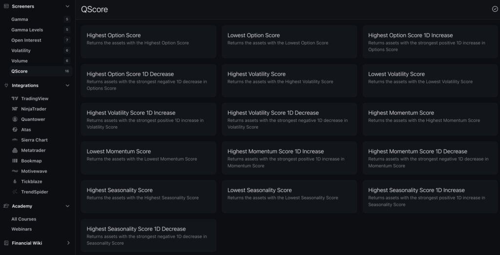 How to Trade Stocks with MenthorQ - options screeners gamma